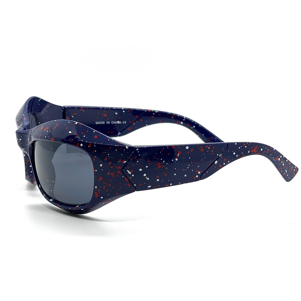 Sunglasses Blue Frame Black Lens Street Trendy Wear‎ Shield Wrap Around UV400 - Picture 4 of 6